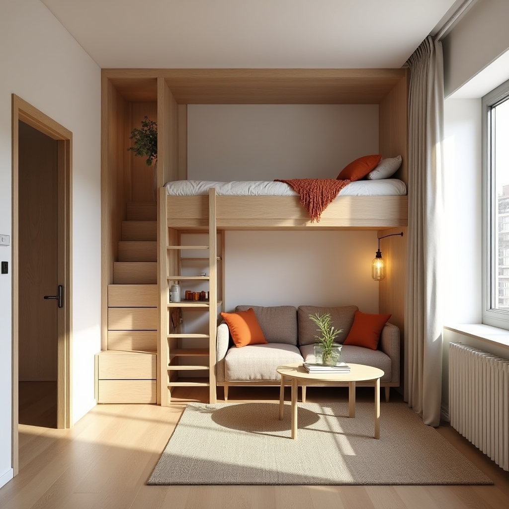 Studio de 18m² transformé: espace nuit séparé, rangements intégrés et coin bureau